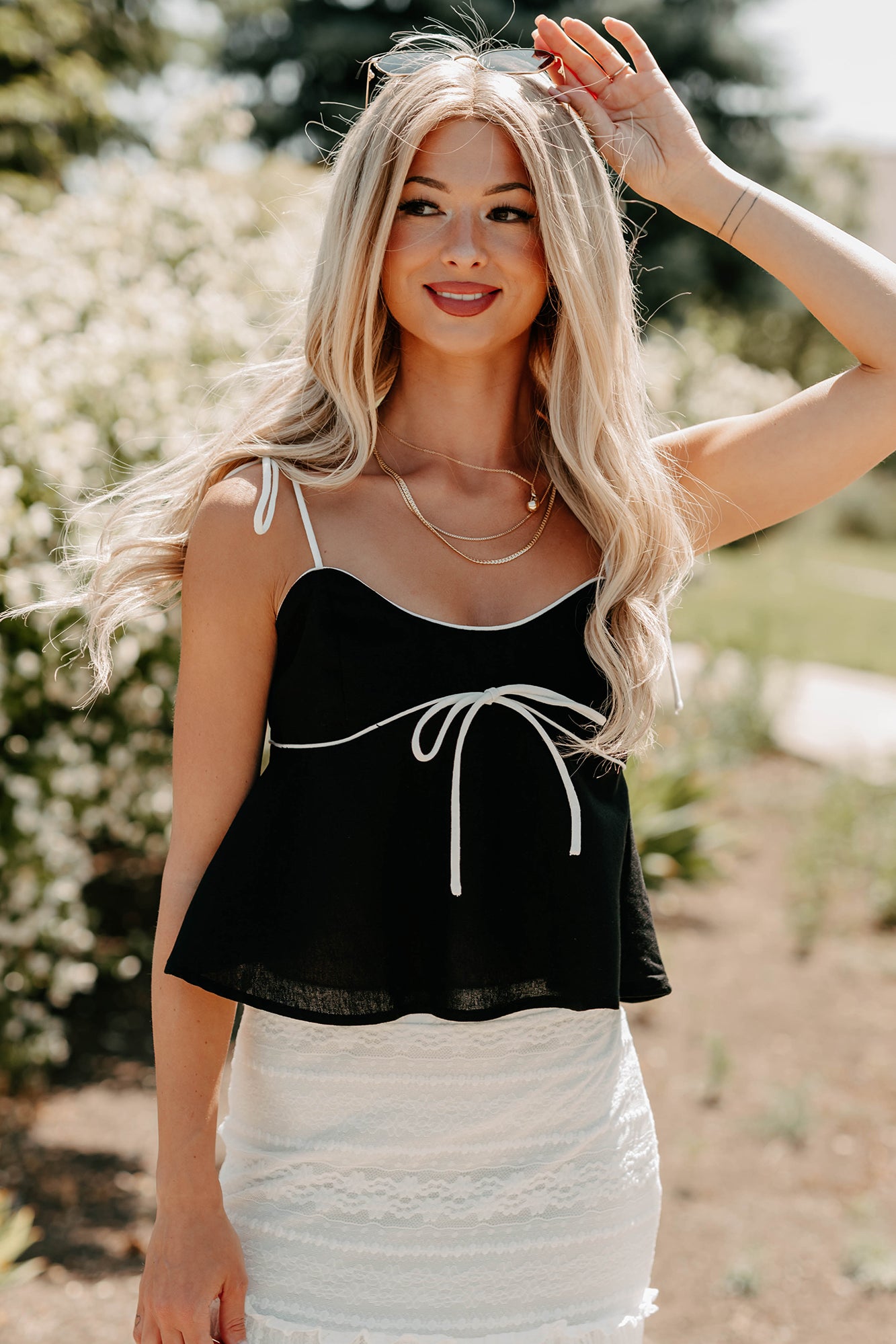 The Air I Breathe Linen Shoulder Tie Tank Top (Black) · NanaMacs