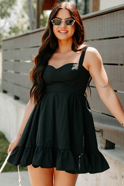 Dahlia Dreams Sleeveless Mini Dress (Black) - NanaMacs