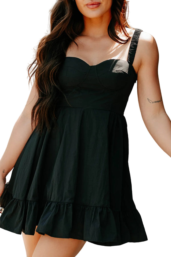 Dahlia Dreams Sleeveless Mini Dress (Black) - NanaMacs