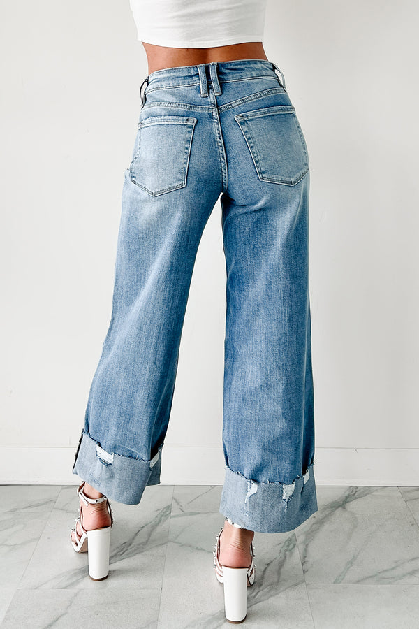 Juliette High Rise Cuffed Wide Leg Vervet Jeans (Medium) - NanaMacs