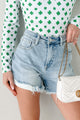 Fresh Take High Rise Distressed Risen Denim Shorts (Light) - NanaMacs