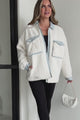 Best Of Both Worlds Fleece Jacket With Denim Contrast (Ivory/Denim)