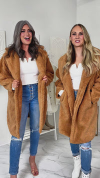 Frosty But Fabulous Oversized Sherpa Coat (Camel) - NanaMacs