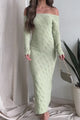 Successfully Stylish Off The Shoulder Sweater Maxi Dress (Sage)