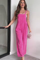 Blissful Simplicity Washed Gauze Jumpsuit (Hot Pink)
