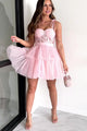 Stolen My Heart Padded Tiered Skirt Mini Dress (Pink)