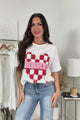 Unexpected Feelings Checker Heart Graphic Tee (Ivory) - NanaMacs