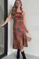 On My Terms Floral Midi Dress (Brown Multi)