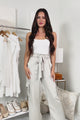 Happy Hour Hangs Satin Cargo Pants (Light Grey)