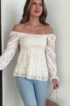 Blossoming With Grace Smocked Floral Textured Blouse (Ivory)