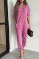 Tired Eyes Short Sleeve Slouchy Jumpsuit (Rose)