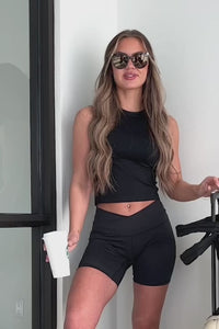 Blending In Sleeveless Crop Top (Black) - NanaMacs