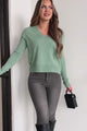 Planned To Perfection V-Neck Sweater Top (Dusty Mint)