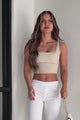 New Physique Ribbed Square Neck Brami Crop Tank (Seashell)