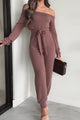 Thick As Thieves Ribbed One Shoulder Jumpsuit (Brown)
