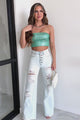 Space Princess Holographic Glitter Tube Top (Green)