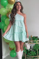 My Kind Of Cute One Shoulder Mini Dress (Light Mint)