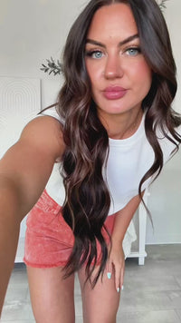 Bahari Judy Blue Mid Rise Denim Shorts (Peach) - NanaMacs