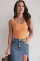 Meesha Ribbed Scoop Tank (Apricot Orange)