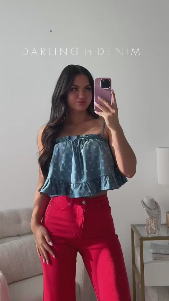 Power From Within Floral Crop Top (Denim) - NanaMacs
