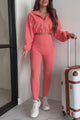 Strong To The Core Crop Zip-Up & Leggings Set (Neon Peach)