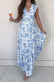 Forever Changed Printed Maxi Wrap Dress (White/Blue)