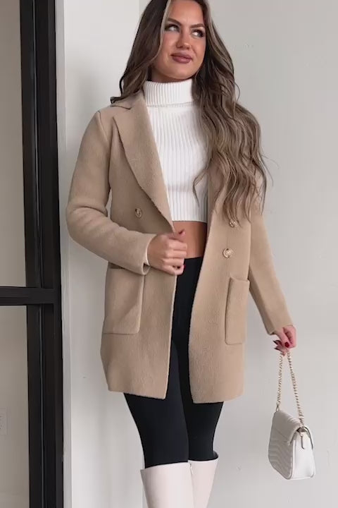 Meetings In The City Open Front Coat (Beige) - NanaMacs