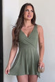 Stating My Opinion Surplice Romper (Light Olive)