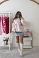 Straight From The Heart Textured Heart Sweater (Blush)