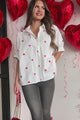 Lovestruck Babe Heart Embroidered Oversized Button-Down (White)
