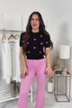 That's My Choice High Rise Kick Flare Sneak Peek Jeans (Rose Pink) - NanaMacs