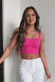 Always Doing More Sleeveless Ruched Crop Top (Pink Punch)