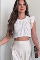Cool Perfection Crochet Knit Sweater Crop Top (Cream)