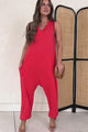 Key West Casual Slouchy Sleeveless Jumpsuit (Red)
