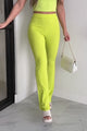 No Worries In Sight Ribbed Flare Leggings (Lime)