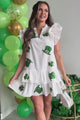 Sorcha St. Patrick's Sequin Patch Mini Dress (White)