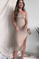No Distance Between Us Strapless Maxi Dress (Taupe)