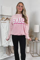 "Babe" Acid Wash Graphic Sweatshirt (Washed Pink) - NanaMacs