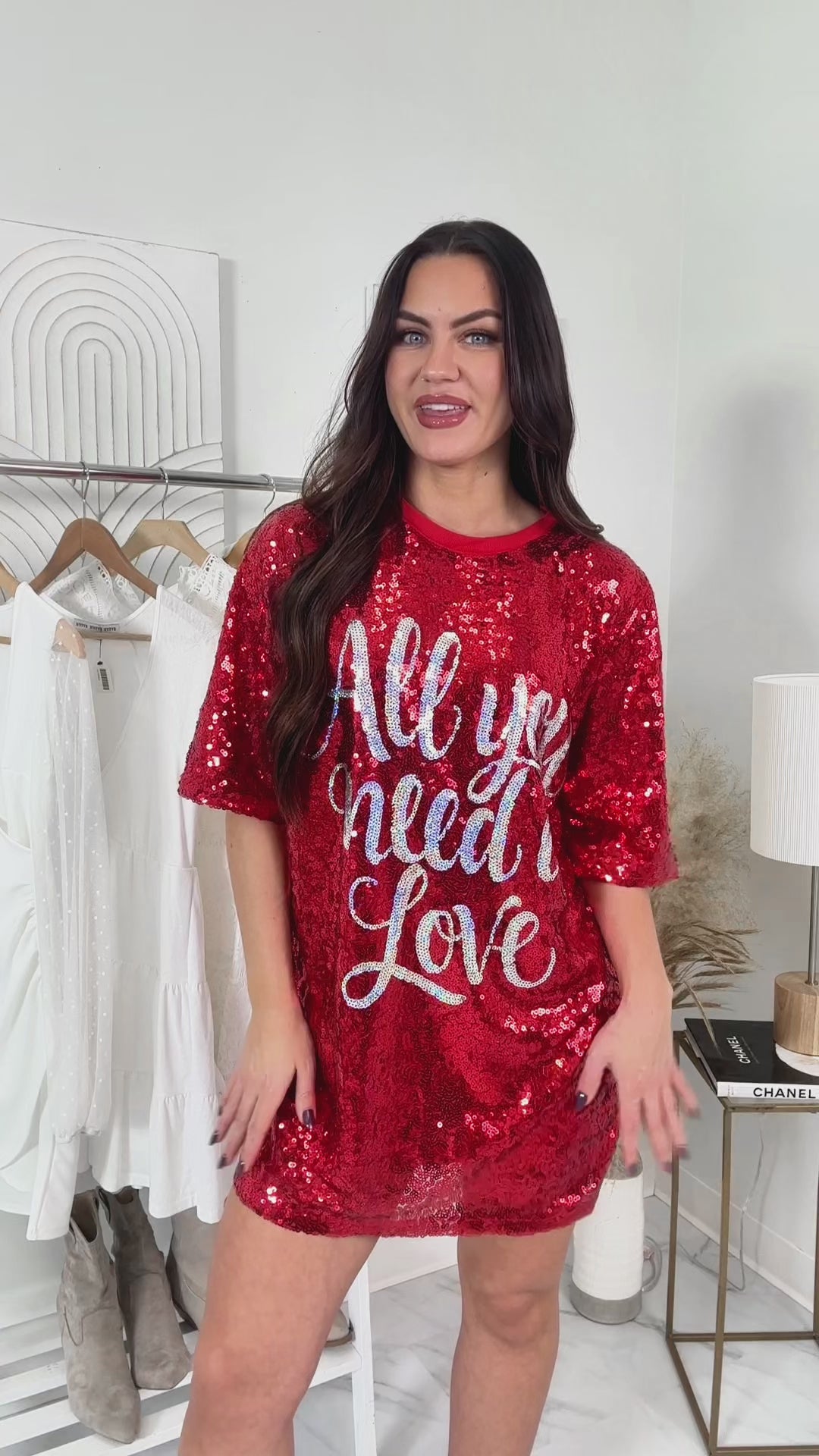 My Valentine Moto Sequin Mini Dress (Red) - NanaMacs