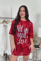 My Valentine Moto Sequin Mini Dress (Red) - NanaMacs