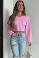 Putting On A Smile Ribbed Crop Sweater (Pink)