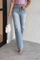 Gabi High Rise KanCan Lace Back Wide Leg Jeans (Light)