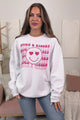 "Hugs & Kisses" Corded Graphic Crewneck (White) - Print On Demand