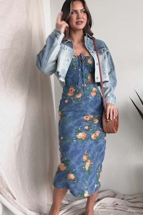 April Showers Floral Maxi Dress (Blue) - NanaMacs