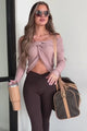 Feels Real To Me Twist-Knot Off The Shoulder Crop Sweater (Mauve)
