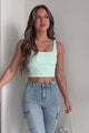 New Physique Ribbed Square Neck Brami Crop Tank (Morning Mint)