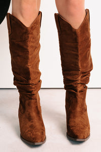 Stomp & Strut Faux Suede Slouch Boots (Chocolate) - NanaMacs
