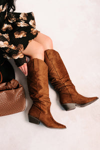 Stomp & Strut Faux Suede Slouch Boots (Chocolate) - NanaMacs