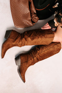 Stomp & Strut Faux Suede Slouch Boots (Chocolate) - NanaMacs