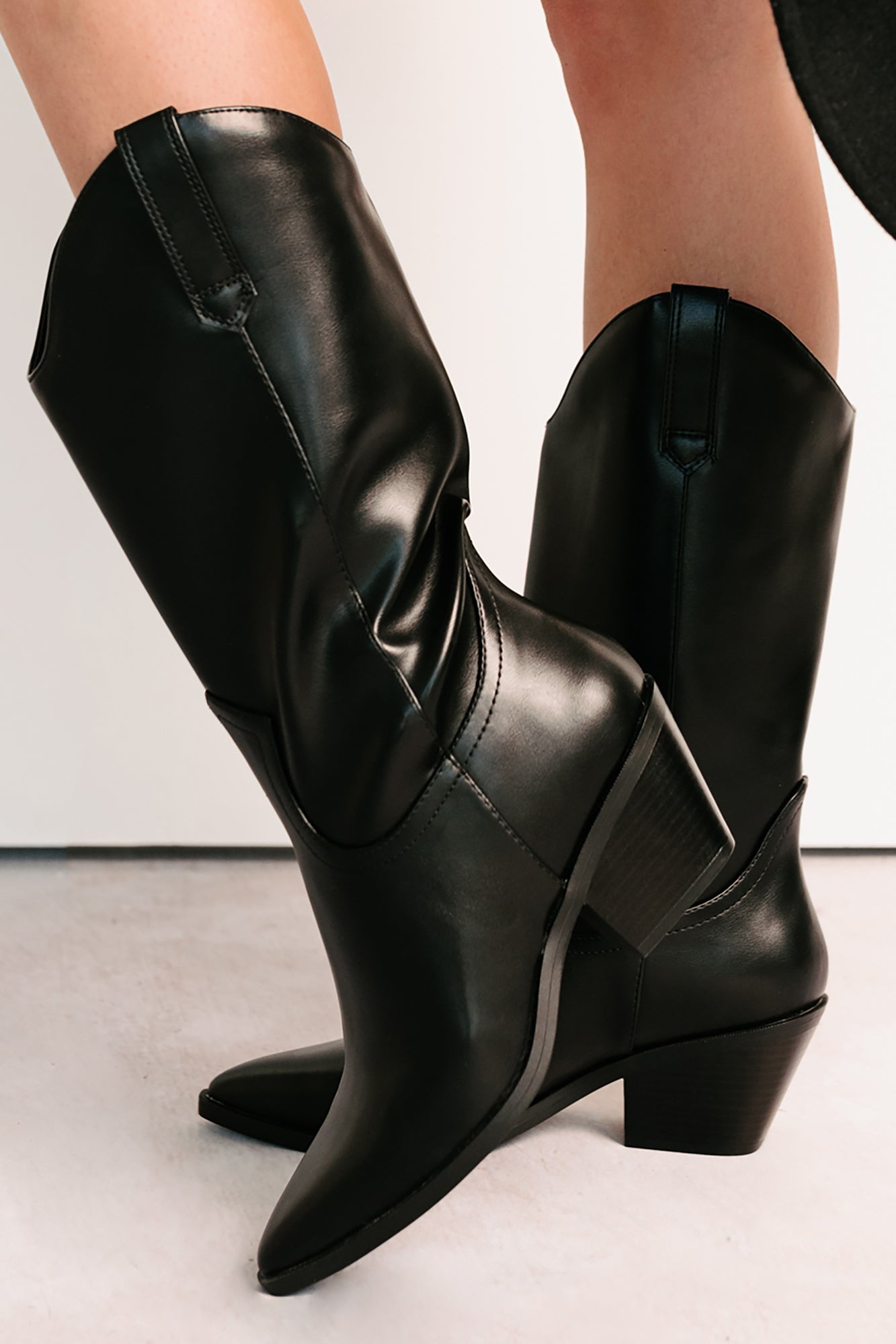 Roads Ahead Modern Mid Calf Western Boots (Black) - NanaMacs